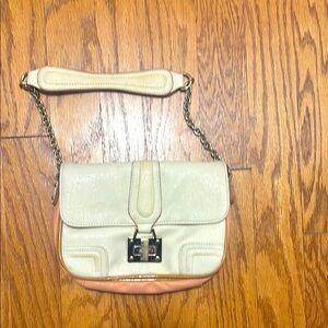 Sondra Roberts Cream and Tan Chain Strap Women's Bag
